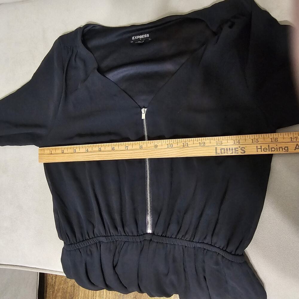 Express Chiffon Short ROMPER Sheer Long Sleeves Black Size XS - Picture 11 of 13